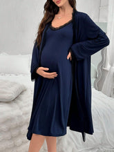 2 Piece Set V-Neck Lace Maternity  And Robe Set Womens Lingerie